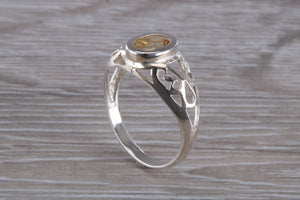 Oval cut Citrine set Silver Ring