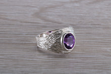 Load image into Gallery viewer, Natural Oval cut Amethyst set Silver Ring