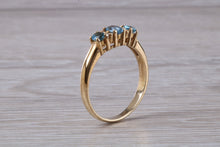 Load image into Gallery viewer, Sky Blue Topaz and Diamond set Yellow Gold Ring
