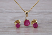 Load image into Gallery viewer, Round cut Ruby Necklace with Matching Earrings