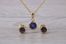 Load image into Gallery viewer, Blue Sapphire Necklace with Matching Earrings