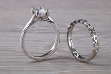Load image into Gallery viewer, Platinum Bridal set, One carat Moissanite Diamond and Natural Diamonds