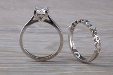 Load image into Gallery viewer, Platinum Bridal set, One carat Moissanite Diamond and Natural Diamonds