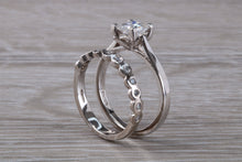 Load image into Gallery viewer, Platinum Bridal set, One carat Moissanite Diamond and Natural Diamonds