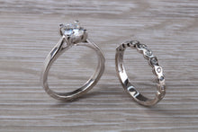 Load image into Gallery viewer, Platinum Bridal set, One carat Moissanite Diamond and Natural Diamonds
