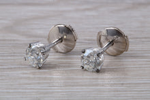 Load image into Gallery viewer, One carat Moissanite Diamond Solitaire set Platinum Stud Earrings