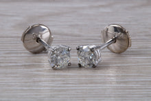 Load image into Gallery viewer, One carat Moissanite Diamond Solitaire set Platinum Stud Earrings