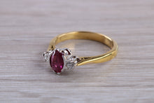 Load image into Gallery viewer, Traditional Style Rubelite and Diamond set 18ct Gold Trilogy Ring