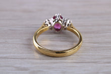 Load image into Gallery viewer, Traditional Style Rubelite and Diamond set 18ct Gold Trilogy Ring