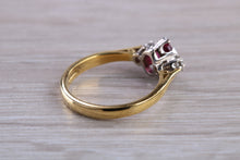 Load image into Gallery viewer, Traditional Style Rubelite and Diamond set 18ct Gold Trilogy Ring