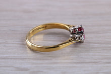 Load image into Gallery viewer, Traditional Style Rubelite and Diamond set 18ct Gold Trilogy Ring