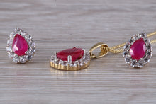 Load image into Gallery viewer, Ruby and Diamonds Cubic Zirconia set Earrings and Matching Necklace
