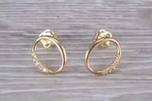Load image into Gallery viewer, 9ct Gold Oval C Z Stud Ear Rings
