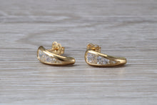 Load image into Gallery viewer, 9ct Gold Half Hoop C Z Stud Earrings