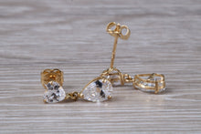 Load image into Gallery viewer, 9ct Gold Pear Dropper C Z Stud Earrings