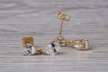Load image into Gallery viewer, 9ct Gold Pear Dropper C Z Stud Earrings