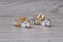 Load image into Gallery viewer, 9ct Gold Pear Dropper C Z Stud Earrings