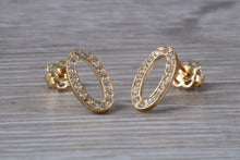 Load image into Gallery viewer, 9ct Gold Oval C Z Stud Earrings