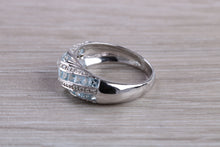 Load image into Gallery viewer, Blue Topaz and Diamond set White Gold Ring