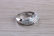 Load image into Gallery viewer, Blue Topaz and Diamond set White Gold Ring