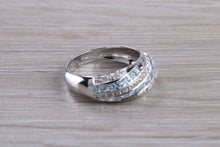 Load image into Gallery viewer, Blue Topaz and Diamond set White Gold Ring