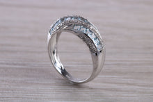 Load image into Gallery viewer, Blue Topaz and Diamond set White Gold Ring
