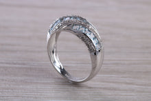Load image into Gallery viewer, Blue Topaz and Diamond set White Gold Ring