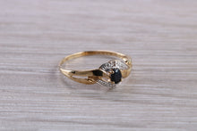 Load image into Gallery viewer, Dainty Blue Sapphire and Diamond Ring