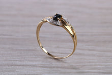 Load image into Gallery viewer, Dainty Blue Sapphire and Diamond Ring
