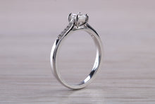 Load image into Gallery viewer, Simple and Dainty Diamond set Platinum Engagement Ring