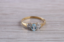 Load image into Gallery viewer, Blue Topaz and Diamond set Yellow Gold Ring