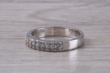 Load image into Gallery viewer, Two Row Half Circle set Diamond Wedding Band