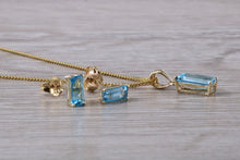 Load image into Gallery viewer, Baguette cut Blue Topaz Necklace with Matching Stud Earrings