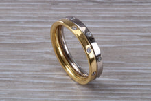 Load image into Gallery viewer, 5 mm Wide Two Tone Gold Circle Diamond set Band