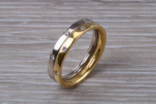Load image into Gallery viewer, 5 mm Wide Two Tone Gold Circle Diamond set Band