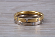 Load image into Gallery viewer, 5 mm Wide Two Tone Gold Circle Diamond set Band