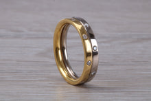 Load image into Gallery viewer, 5 mm Wide Two Tone Gold Circle Diamond set Band