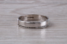 Load image into Gallery viewer, 4 mm Wide Diamond Set White Gold Wedding Ring