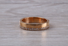 Load image into Gallery viewer, Rose Gold Band off set with Round Diamonds
