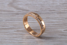 Load image into Gallery viewer, Rose Gold Band off set with Round Diamonds