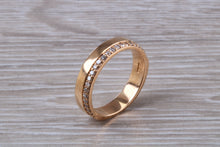 Load image into Gallery viewer, Rose Gold Band off set with Round Diamonds
