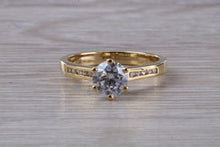 Load image into Gallery viewer, Beautiful Charles and Colvard 1 carat Mossainte with Natural Diamonds set Ring