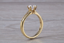 Load image into Gallery viewer, Beautiful Charles and Colvard 1 carat Mossainte with Natural Diamonds set Ring