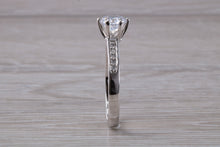 Load image into Gallery viewer, Beautiful Platinum Moissanite and Natural Diamond set Engagement Ring