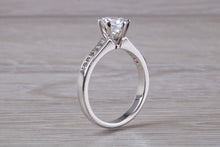 Load image into Gallery viewer, Beautiful Platinum Moissanite and Natural Diamond set Engagement Ring