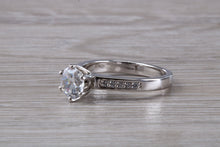 Load image into Gallery viewer, Beautiful Platinum Moissanite and Natural Diamond set Engagement Ring