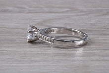 Load image into Gallery viewer, Beautiful Platinum Moissanite and Natural Diamond set Engagement Ring