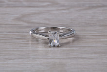 Load image into Gallery viewer, Half carat Certified Emerald cut Diamond Solitaire Engagement Ring