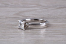 Load image into Gallery viewer, Princess cut One carat Moissanite Diamond set Platinum Solitaire