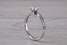 Load image into Gallery viewer, Petite Twist Shank Diamond Engagement Ring